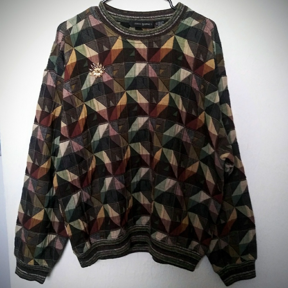 Jhane Barnes Vintage Geometric Oversized Sweater